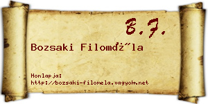 Bozsaki Filoméla névjegykártya